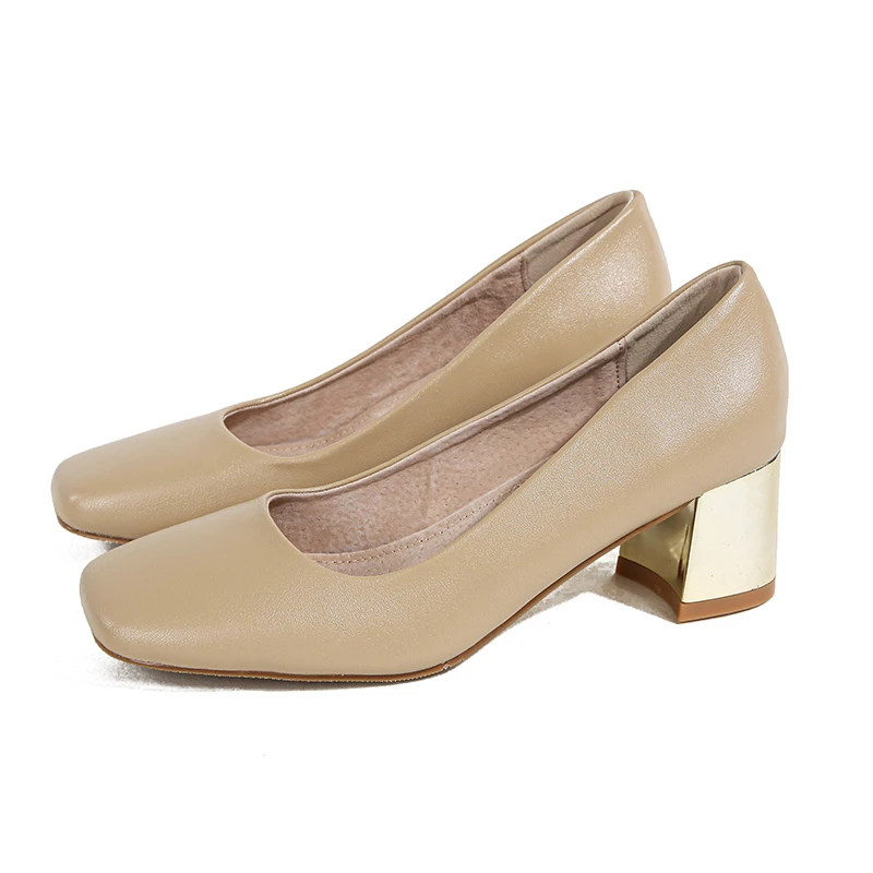 高跟鞋女粗跟高级感2024秋新款法式浅口真皮单鞋气质通勤职业女鞋