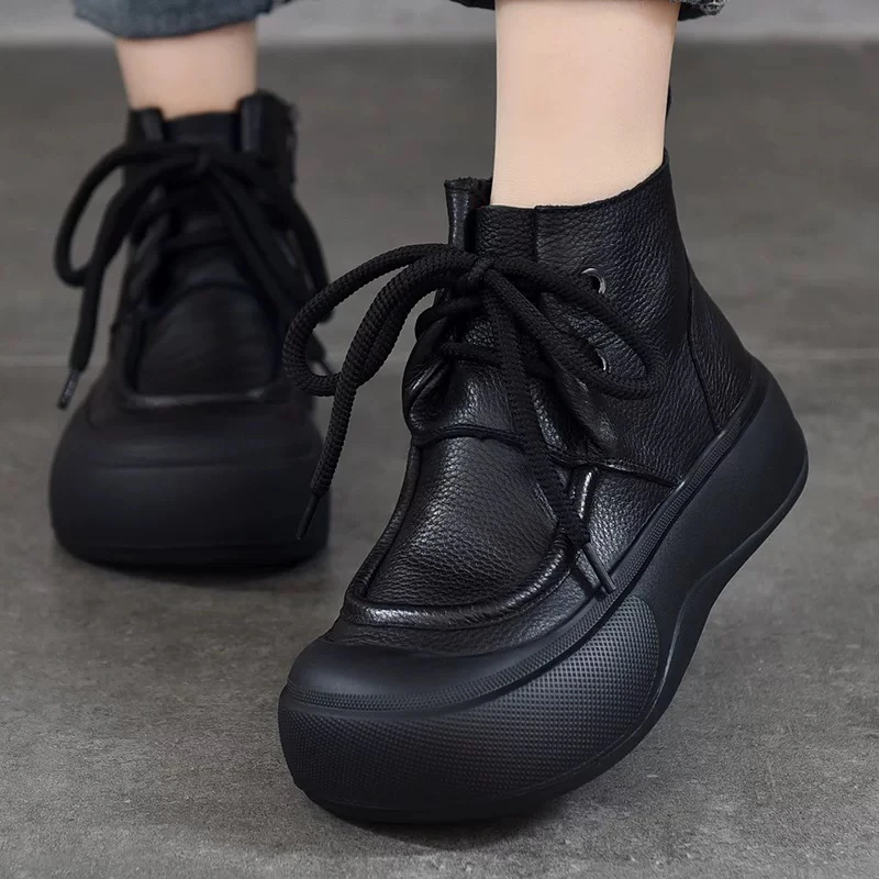 复古真皮软底短靴52651