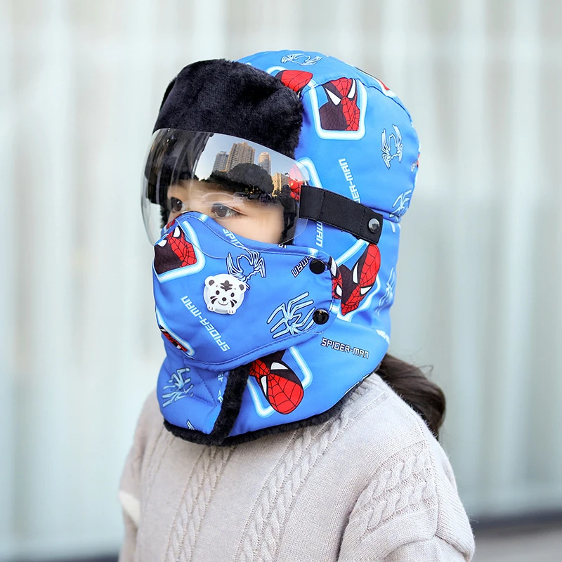 儿童帽子东北冬季男女童加绒加厚保暖防风防寒骑车护耳护脸雷锋帽