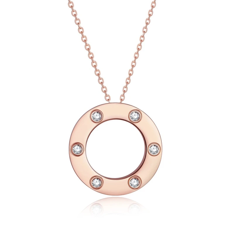 合金项链 玫瑰色大饼项链 X249