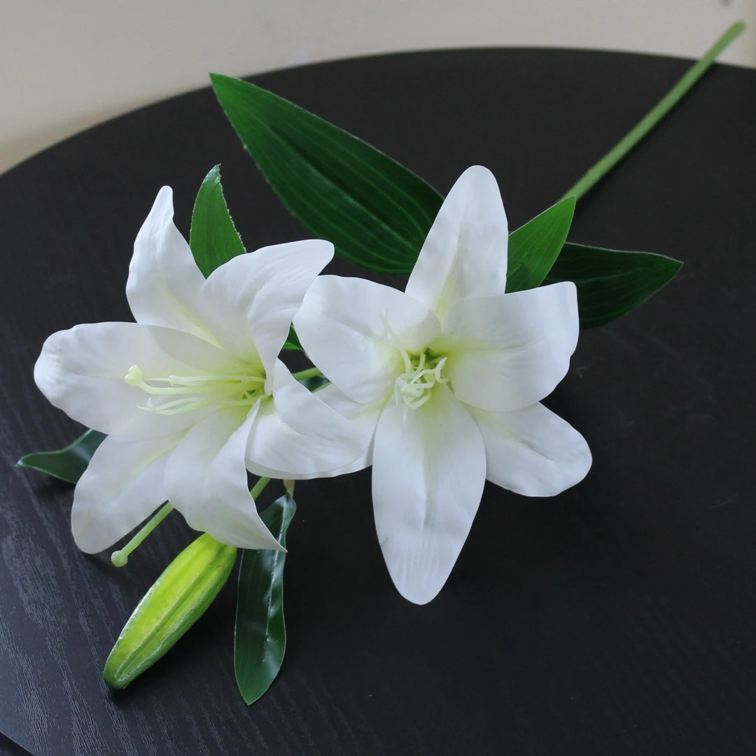 仿真百合花手感逼真白粉色假花简约时尚客厅餐桌花婚庆装饰花摆设
