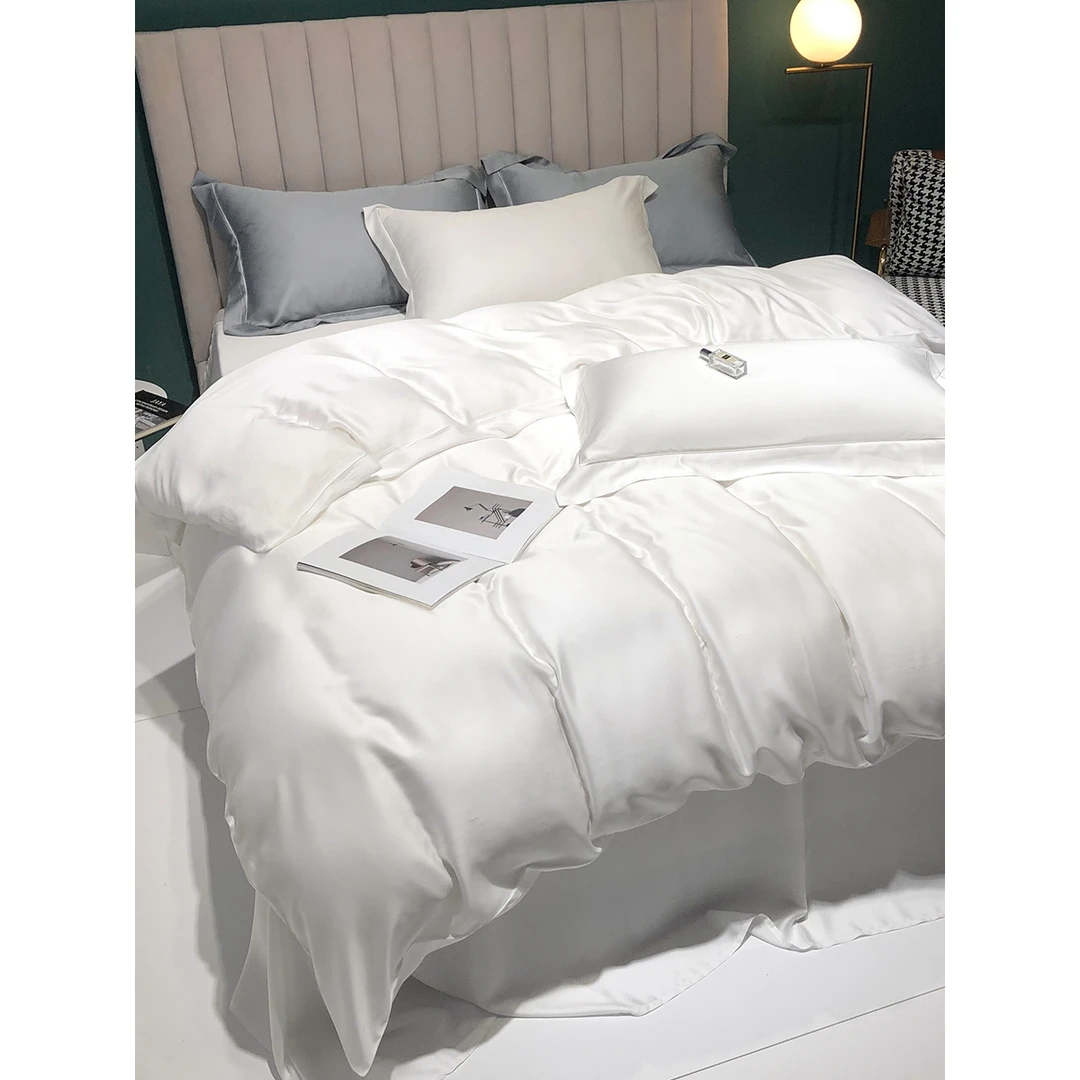 水星高端适用家纺家纺高支兰精天丝四件套夏季冰丝床单丝滑裸睡被