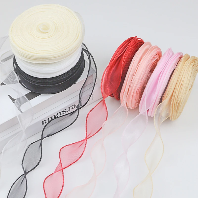 【直播优惠】40Y素色褶皱鱼尾纱丝带花艺手工DIY缎带礼品包装装饰