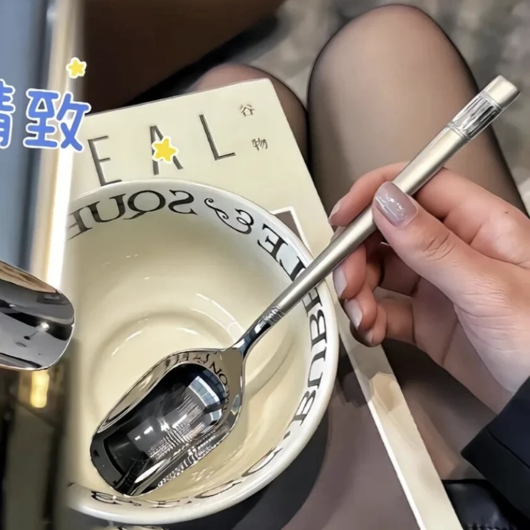 精致勺子ins高颜值家用汤勺喂饭勺学生吃饭勺网红勺韩式长勺