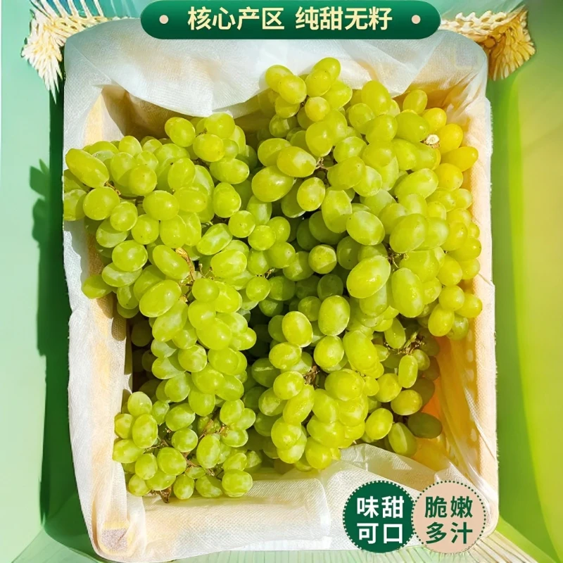 拍3斤送2斤京东冷鲜包邮新疆吐鲁番火焰山超甜无核白葡萄纯甜水果