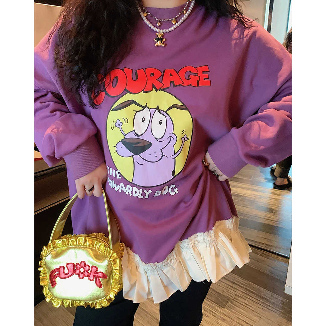 金大支荷叶边印花卫衣女狗狗秋冬款2501/2039