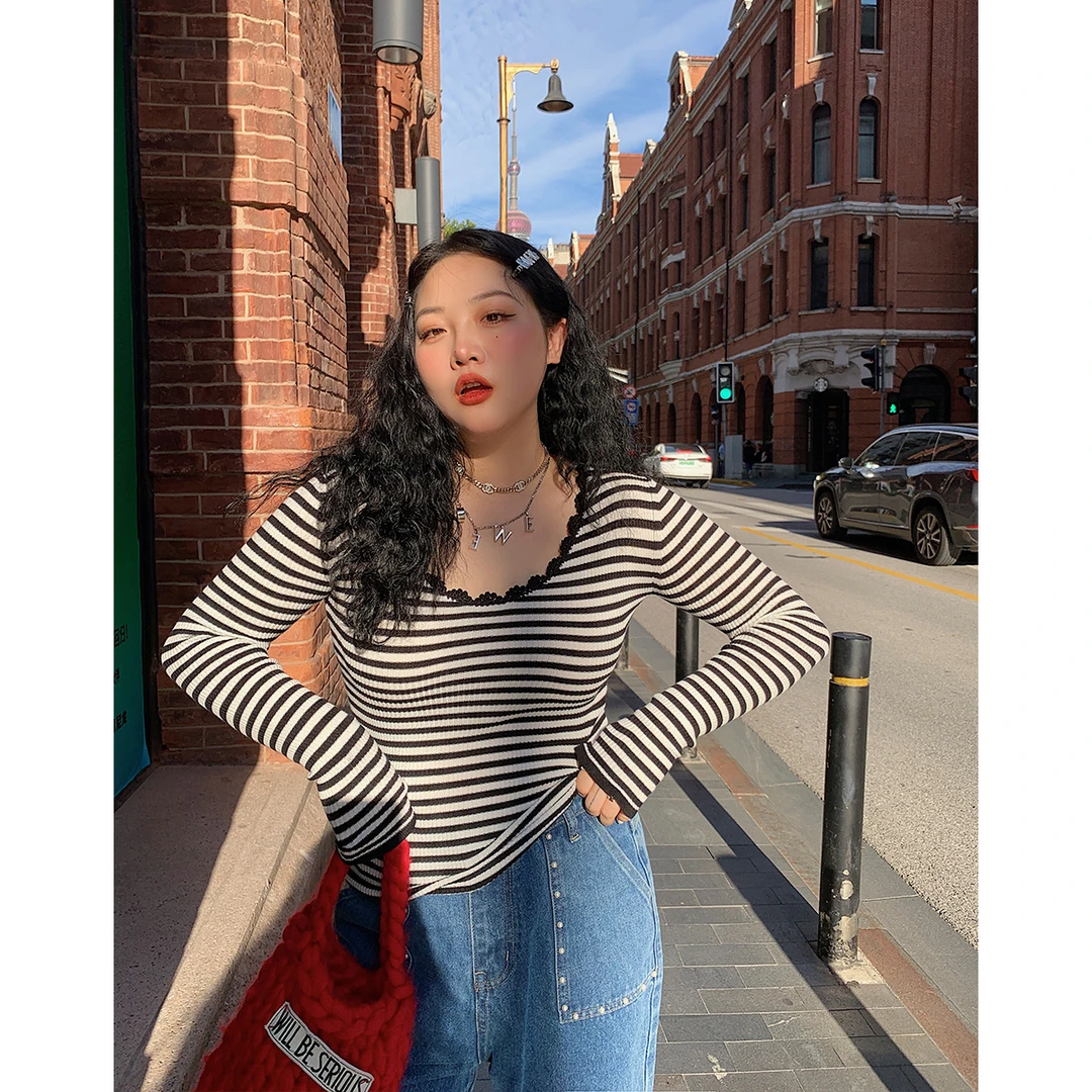 Dazi金大支 大圆领内搭打底衫（黑/白/条纹）0630/1922