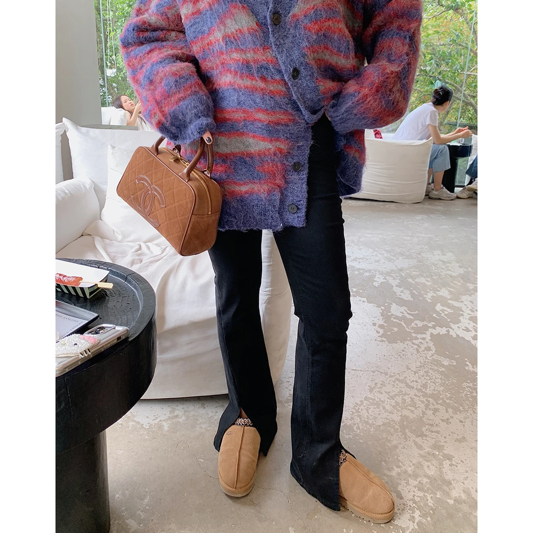 Dazi金大支开叉牛仔裤（黑/蓝）1101/1977大码显瘦微喇