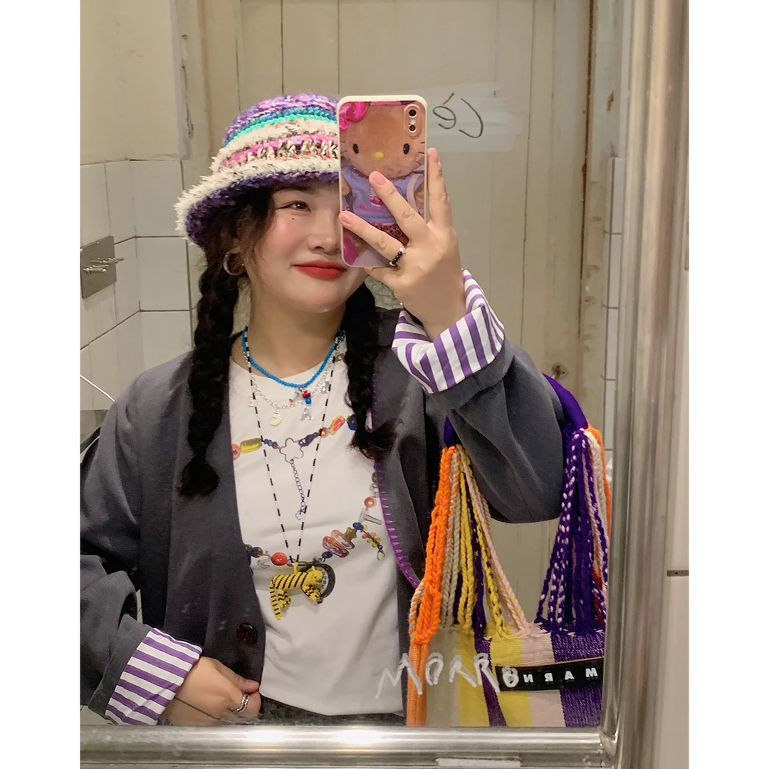 Dazi金大支 自留很好穿  撞色线无领西装女外套2514/0436