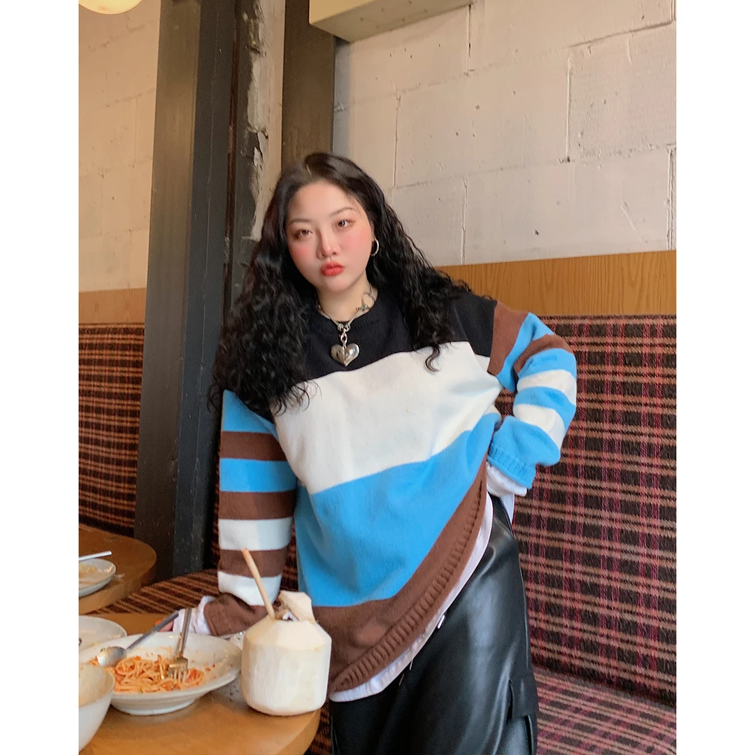 Dazi金大支 撞色条纹圆领毛衣0630/1999