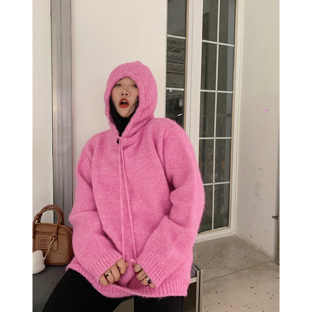 Dazi金大支 粉色连帽毛衣2501/2106