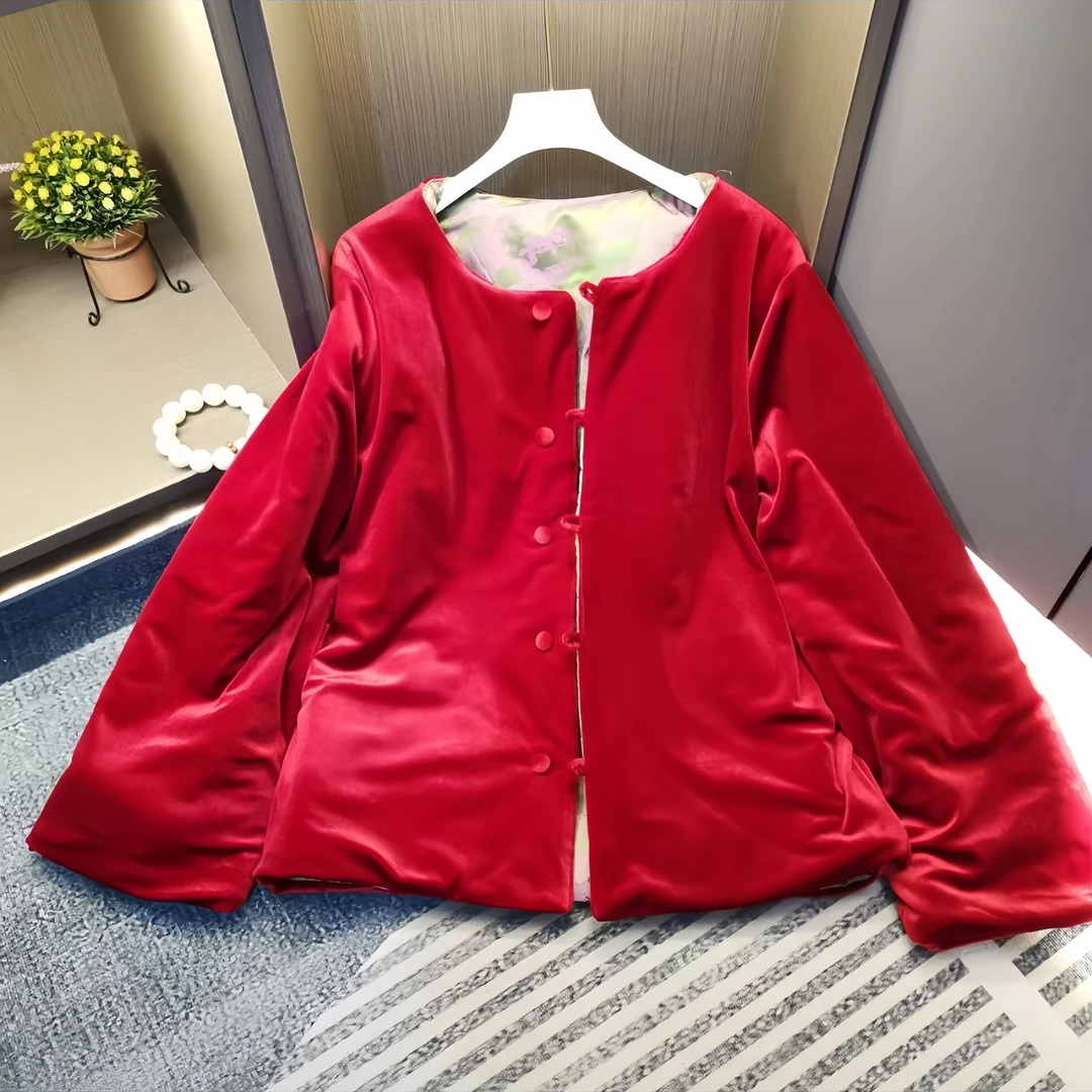 【唐妃】双面双穿新中式国风显瘦减龄网红款双面双穿加棉女棉服