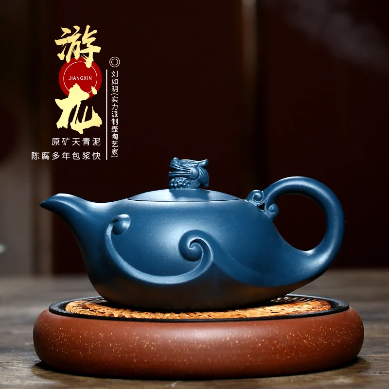 精品大容量霸气游龙紫砂壶 全手工原矿天青泥泡茶壶网店