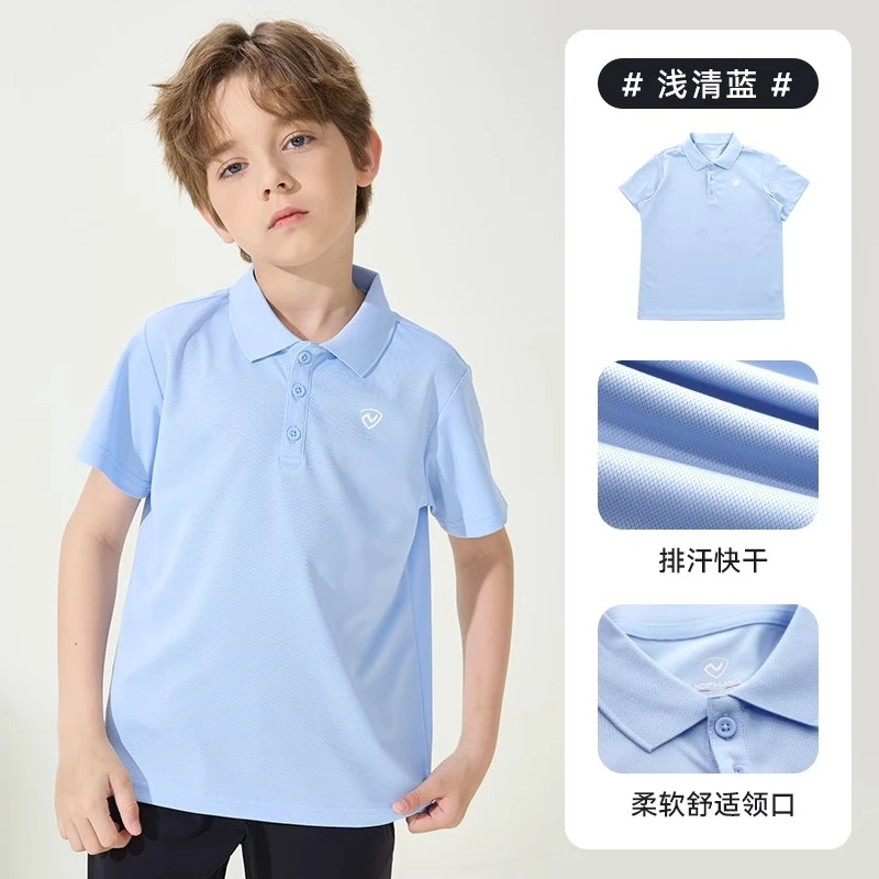 诺诗兰童装polo衫男女童舒适夏季t恤透气速干中大童短袖CO120201