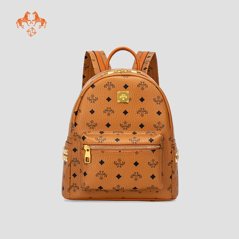 大通用双肩包女士新款轻奢时尚百搭背包高级感PVC印花复古双肩包