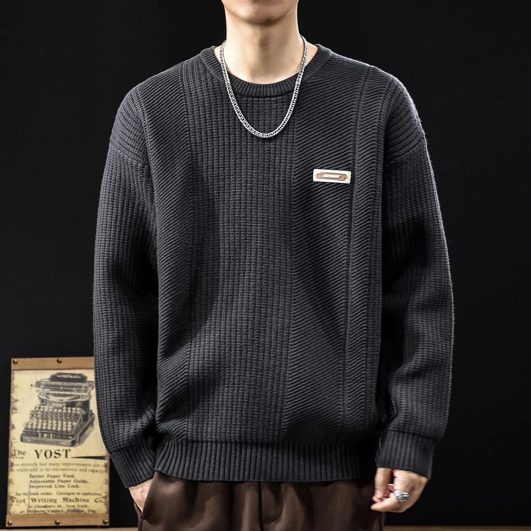 慵懒风重磅针织毛衣男宽松大码秋冬款美式休闲秋季潮牌男士毛线衣