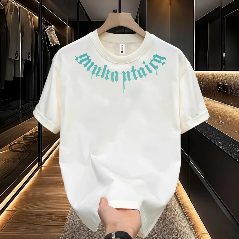 美式痞帅重磅纯棉短袖T恤-GIMKA字母链-青年男女街头渐变喜居麦TX