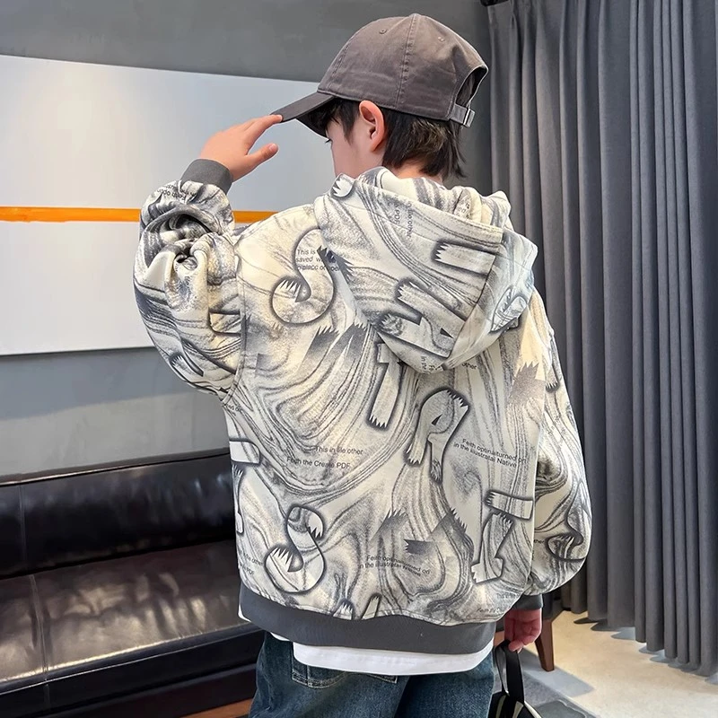 男童连帽卫衣长袖春秋款2024儿童服装宝宝帅气大童男孩打底衫炸街