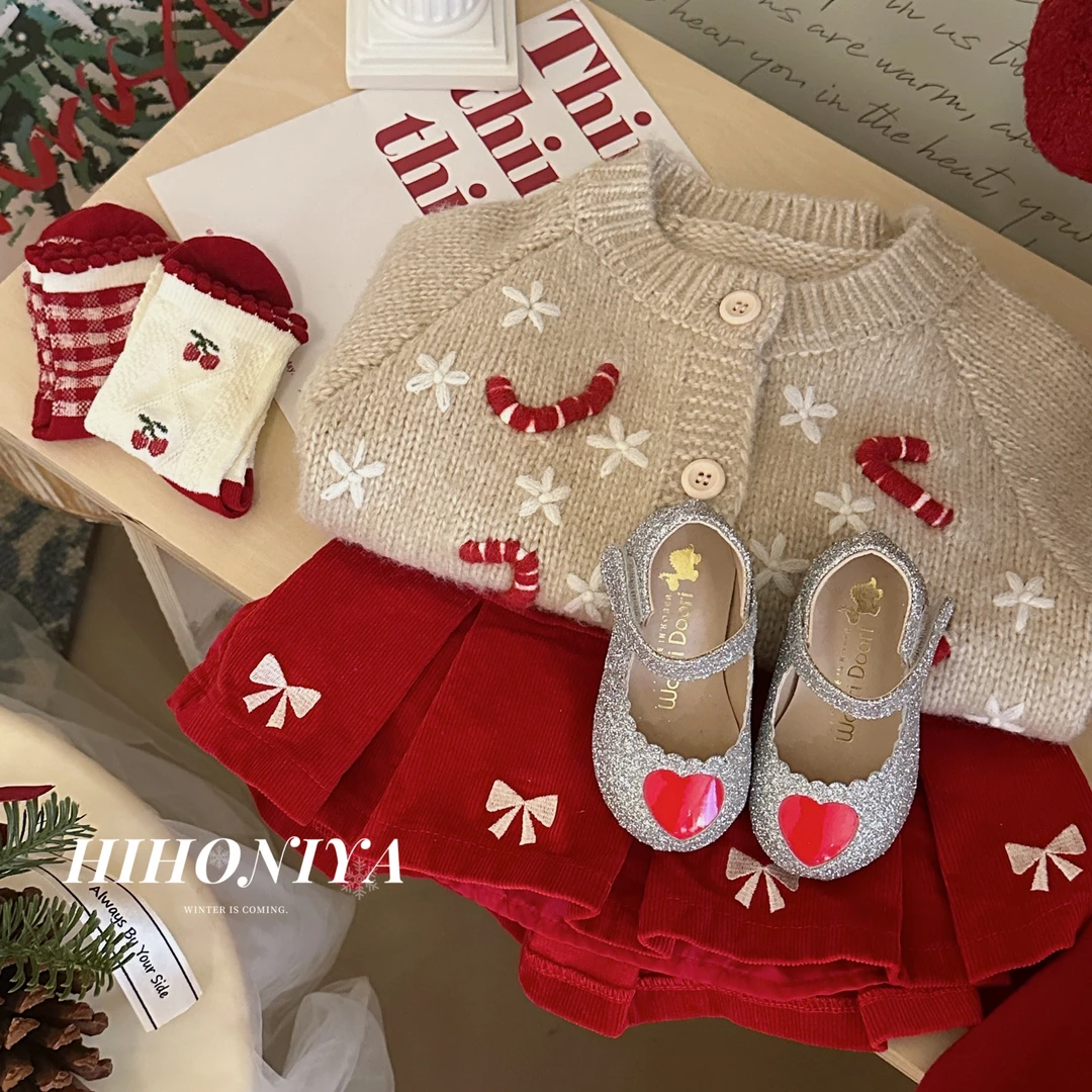 【小雪花】Hihoniya~2023秋冬韩版圣诞雪花手工钩花儿童开衫外套