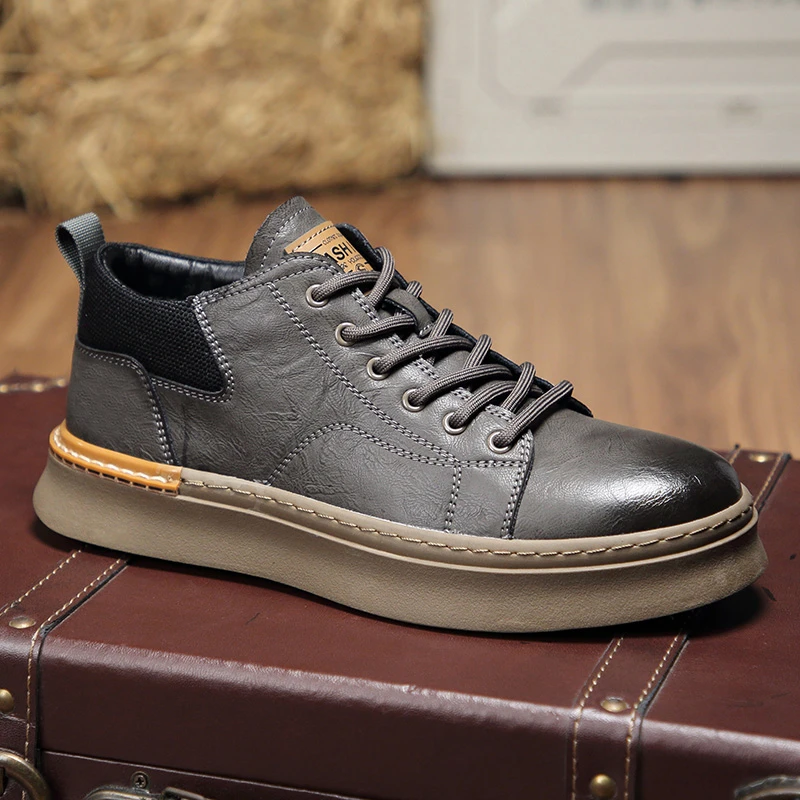 男鞋春季2024新款百搭时尚休闲皮鞋真皮潮流软底英伦风上班工装鞋