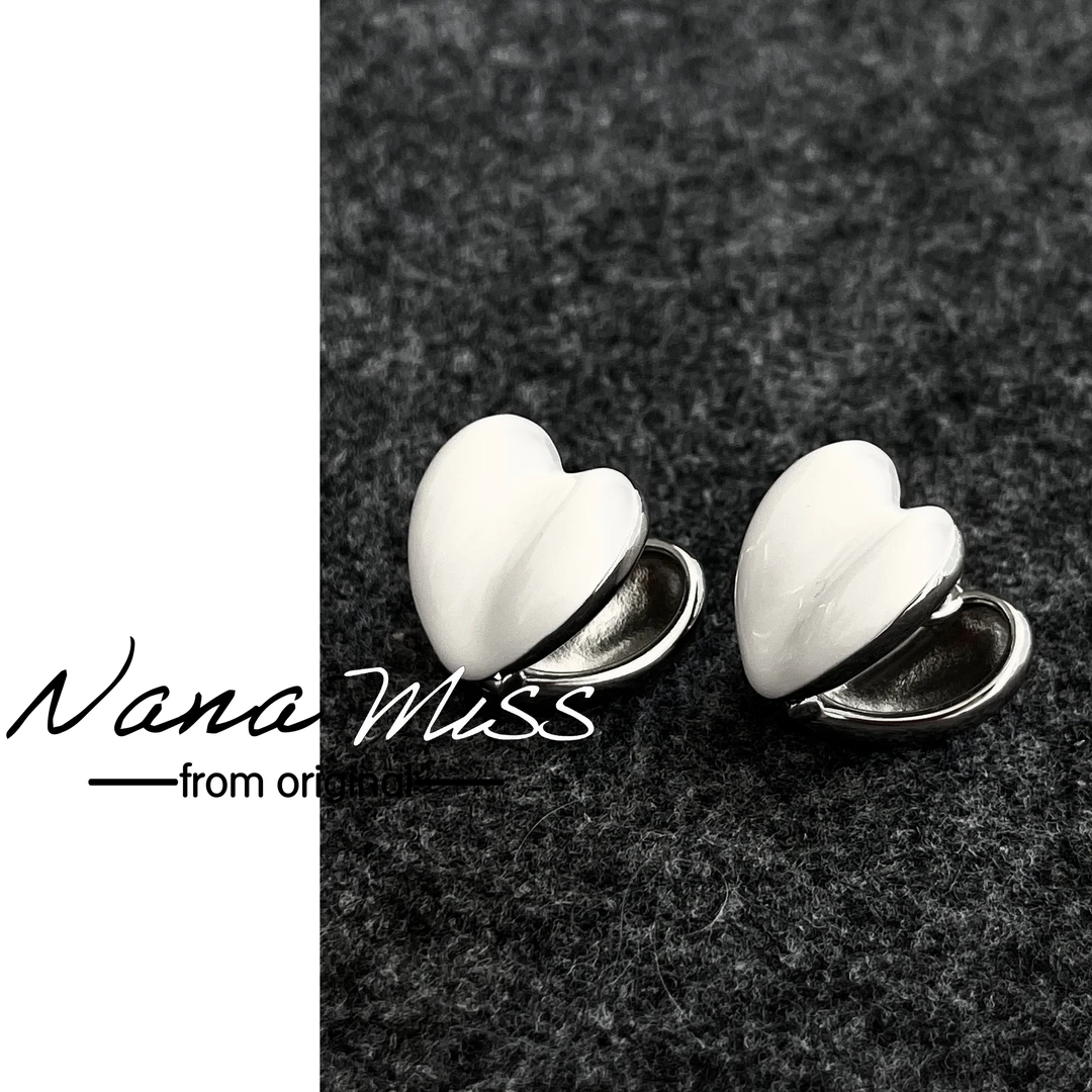 黄铜珐琅耳饰 【奶油爱心】耳环女小众设计高级感新款时尚简约耳饰