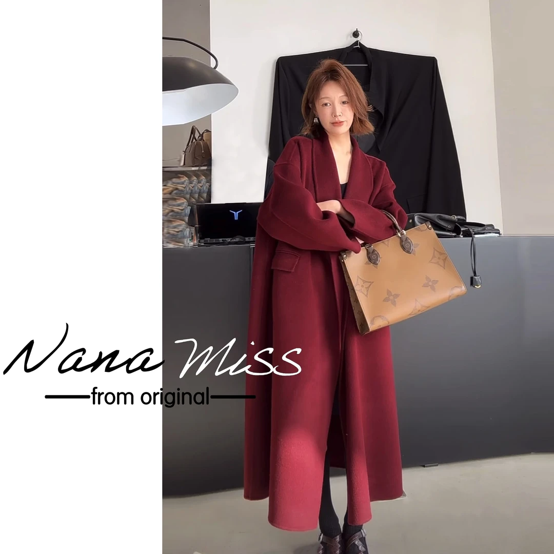 【红丝绒睡袍】安可拉羊驼羊毛混纺复古风大衣外套