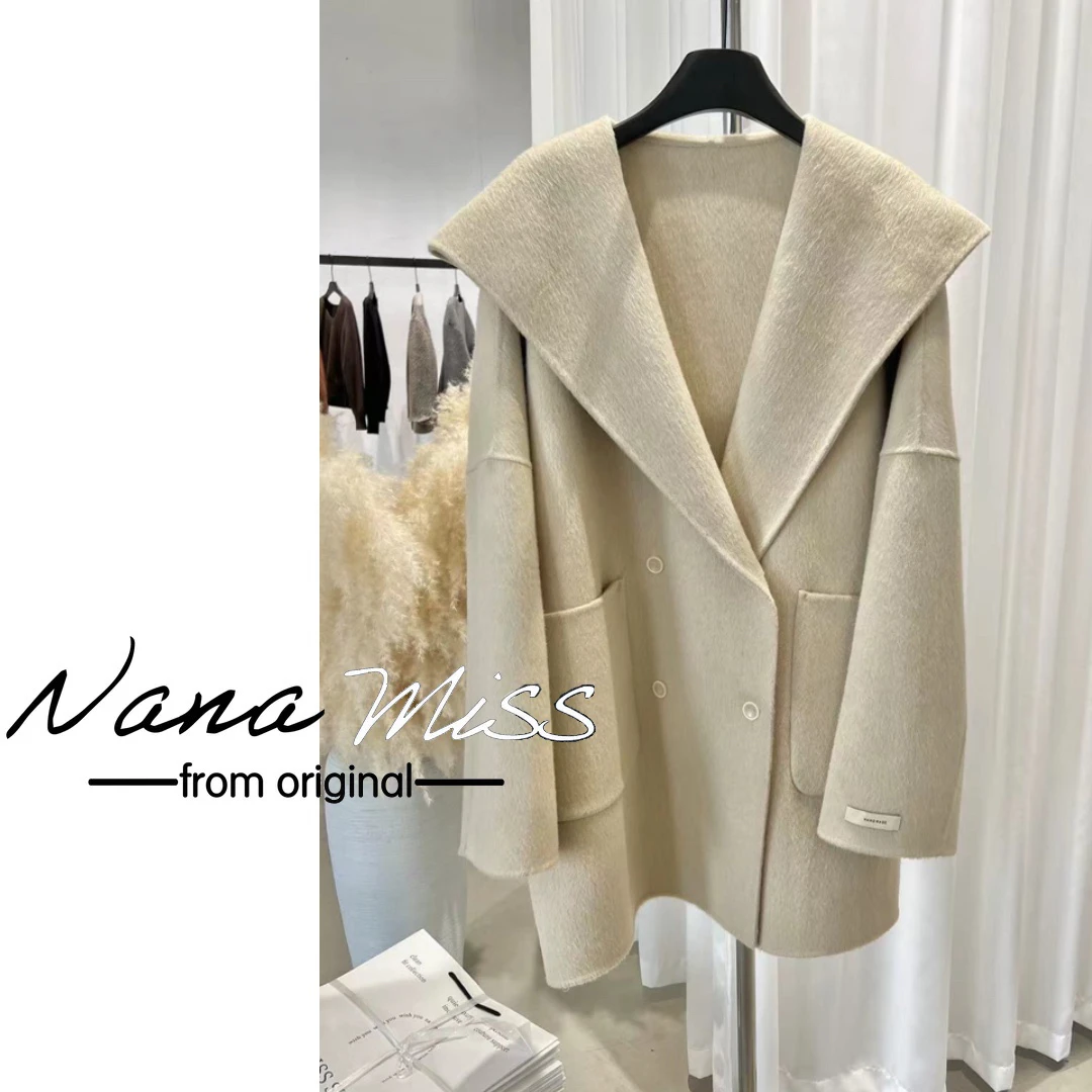 【连帽3.0】2024冬澳毛混纺百搭宽松小个子连帽双面大衣