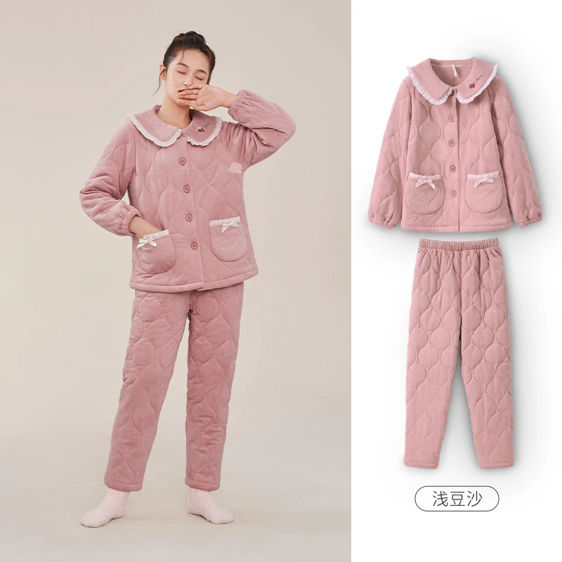 安之伴冬季新款家居服套装加绒加厚保暖家居服套装82241322242