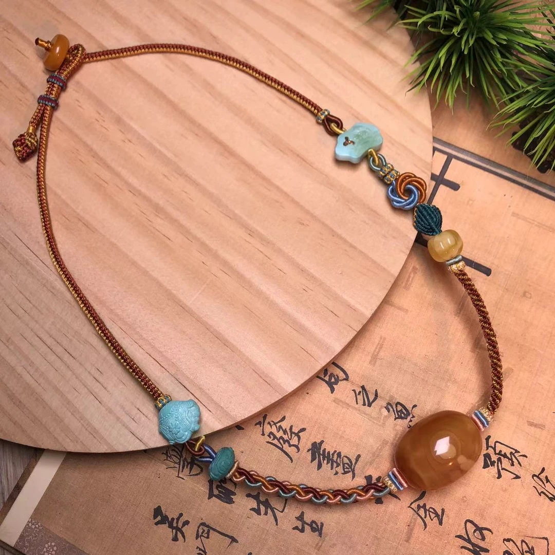 【桦雅珠宝】纯手工创意手工蜜蜡编绳项链B05643复古百搭