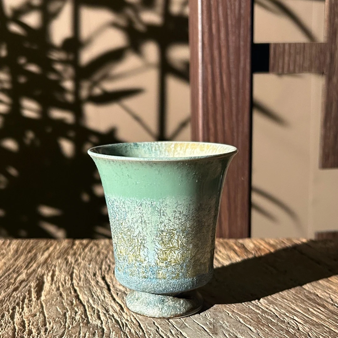 柴烧高足窑变森林杯纯手工陶瓷色釉