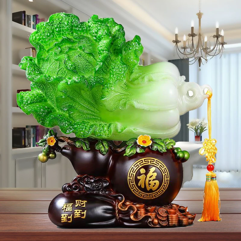 白菜葫芦百财摆件 客厅电视柜酒柜办公室桌装饰品 乔迁开业礼品