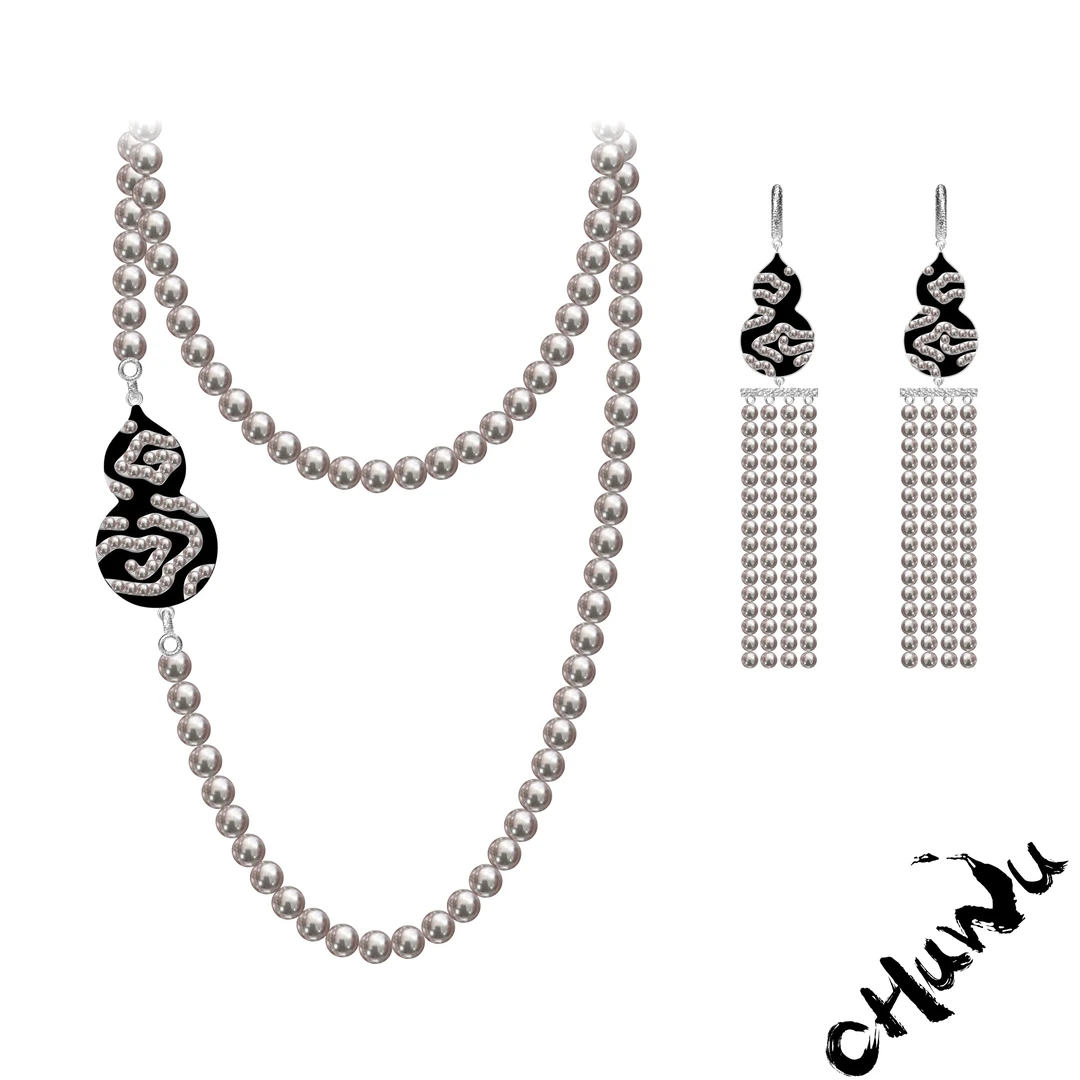 铜仿珍珠项链 初午CHUWU.YT 祥云葫芦长项链 中式毛衣链轻奢饰品