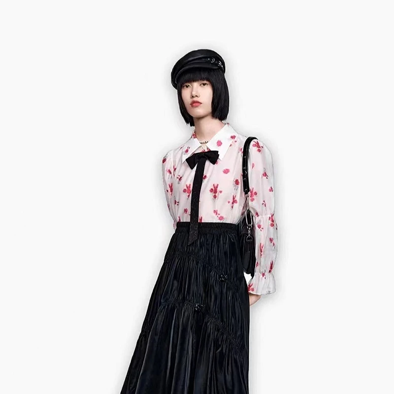 Z241蝴蝶结提花衬衫