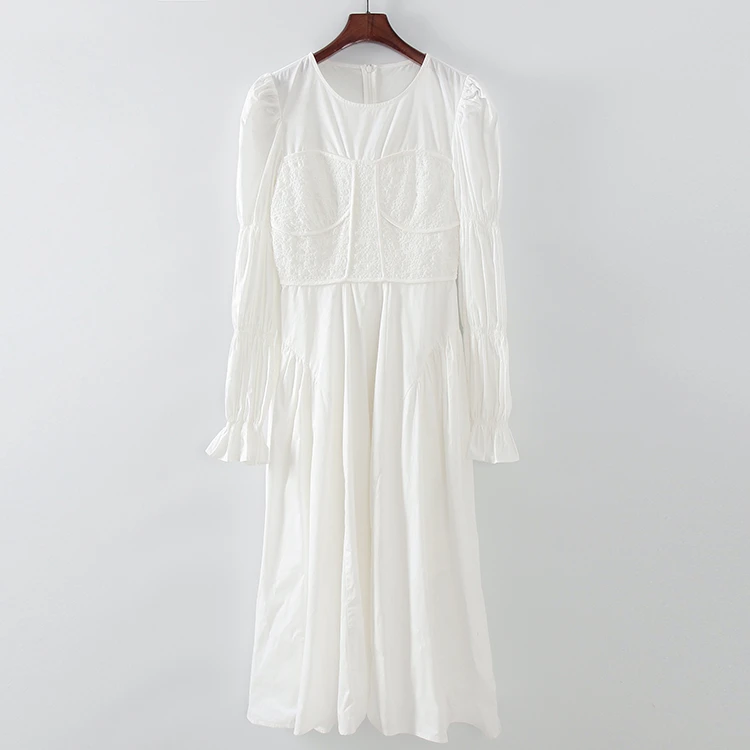 L262肌理感藕节袖连衣裙