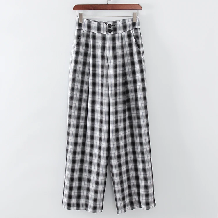 L326格纹斯文长裤