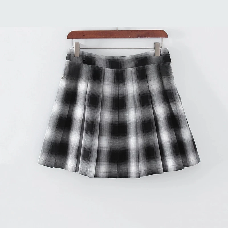 L284格纹百褶短裙
