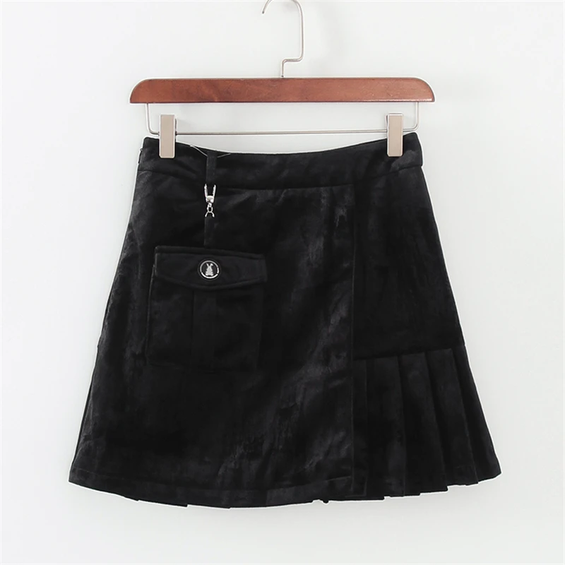 Z647不对称百褶短裙