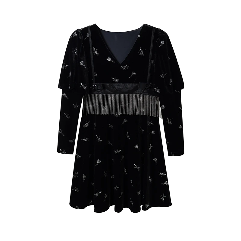 Z645两件套丝绒连衣裙