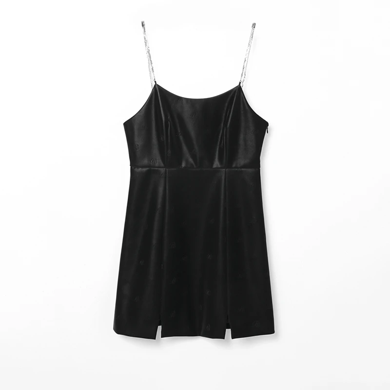 Z660压印PU吊带裙