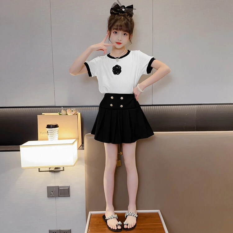 【Z.A】女童夏装套装新款中大童网红洋气超仙小女孩百褶裙两件套