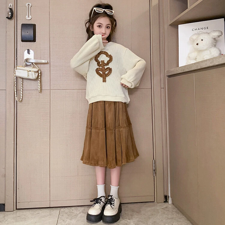 女童套装2024新款秋装儿童洋气网红童装女孩中大童公主两件套