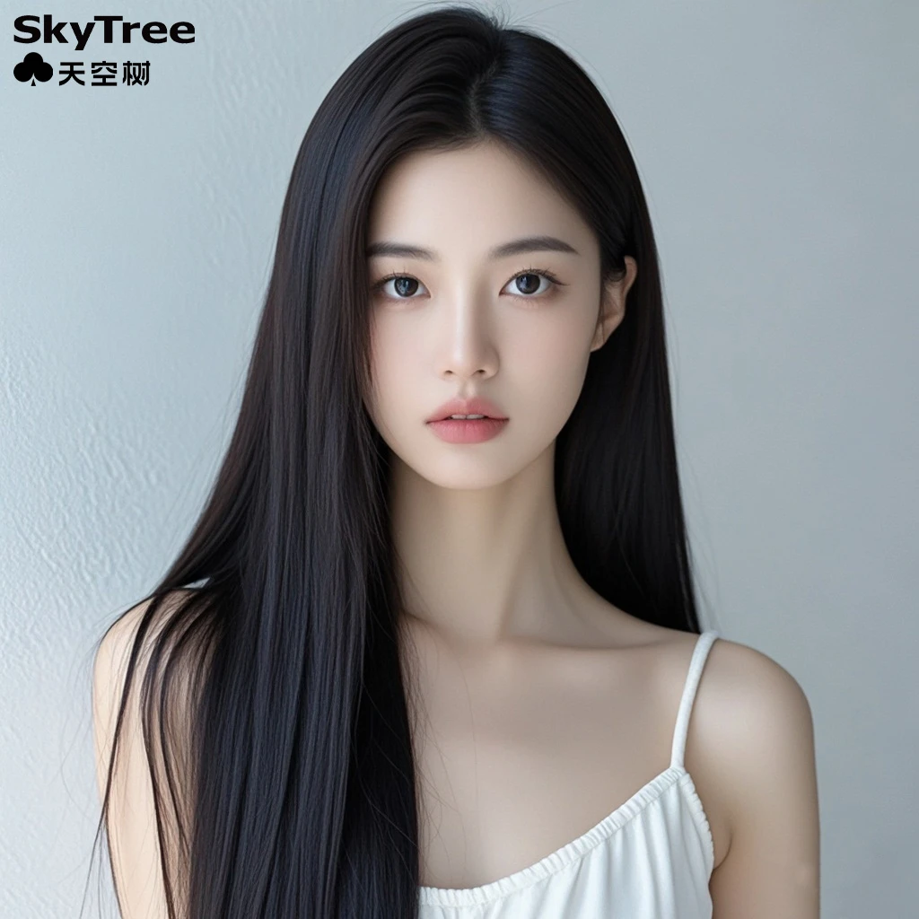 天空树裸感发片35cm加长一片式假发修颜刘海网红氛围感假发片