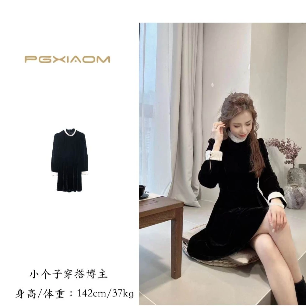 【PGXIAOM】润秀定制丝绒连衣裙 QZ8269