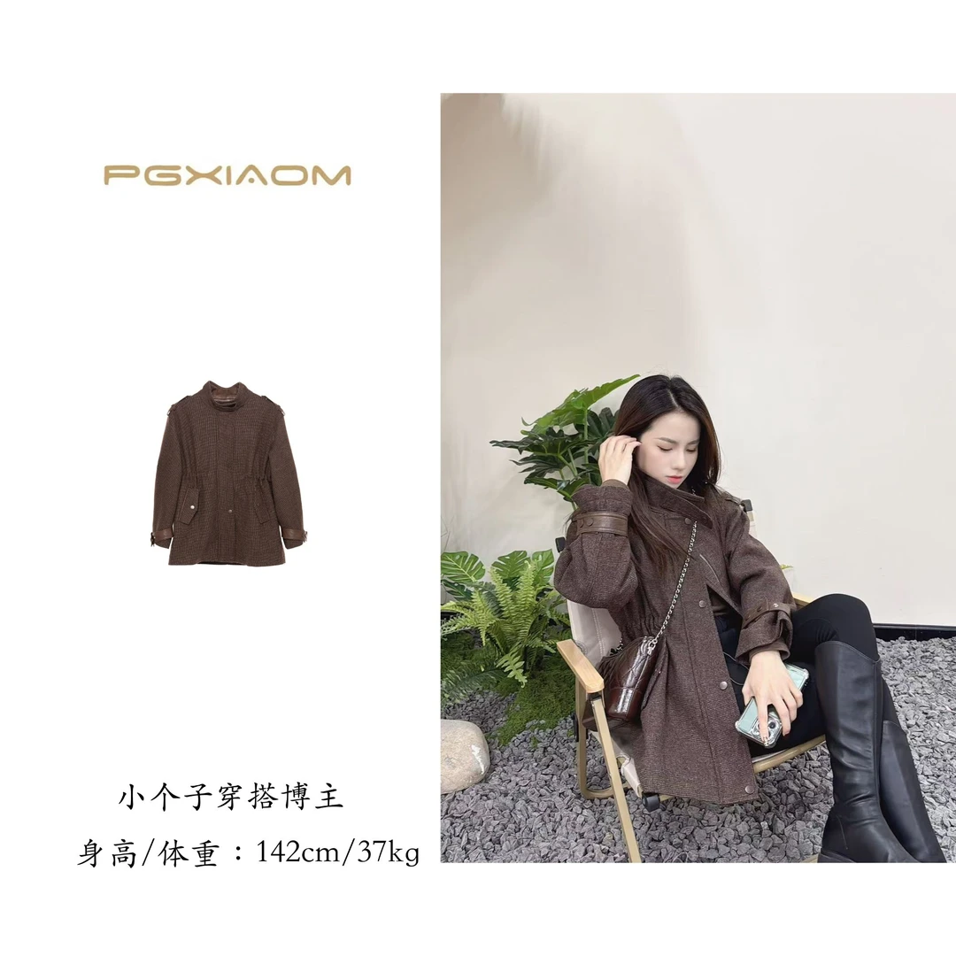 【PGXIAOM】润秀定制立领气质休闲拼接短款风衣外套WT9361