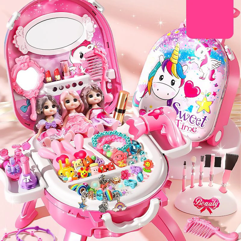 儿童女孩公主化妆品套装无毒化妆盒梳妆台仿真过家家玩具生日礼物