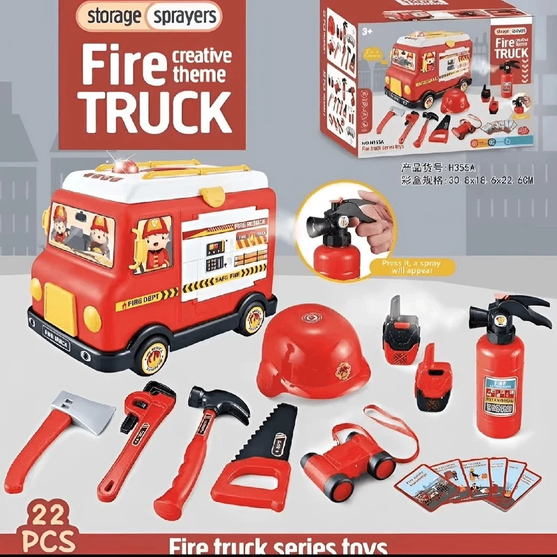 【欧盟认证 品质放心】儿童消防车玩具收纳工具车音乐万向车玩具