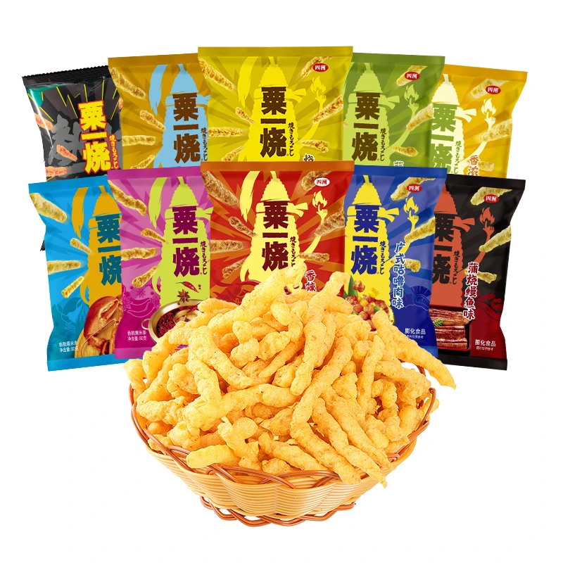 【新口味辣过瘾】四洲粟一烧多口味玉米棒80g*6非油炸零食美味【C】