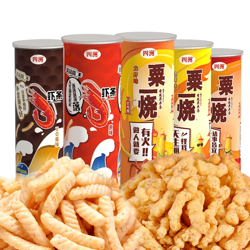 四洲罐装虾条70g粟一烧罐装85g分享解压零食休闲零食好吃玉米条V