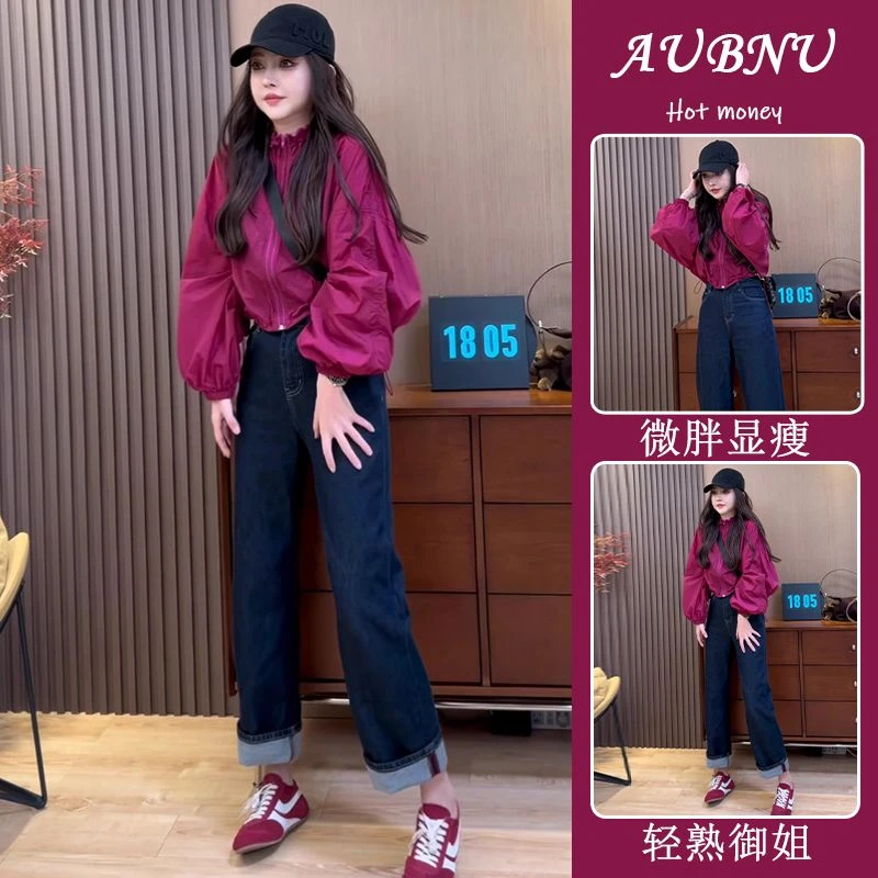 2024年秋季新款穿搭一整套韩系套装女休闲风防晒外套牛仔裤两件套