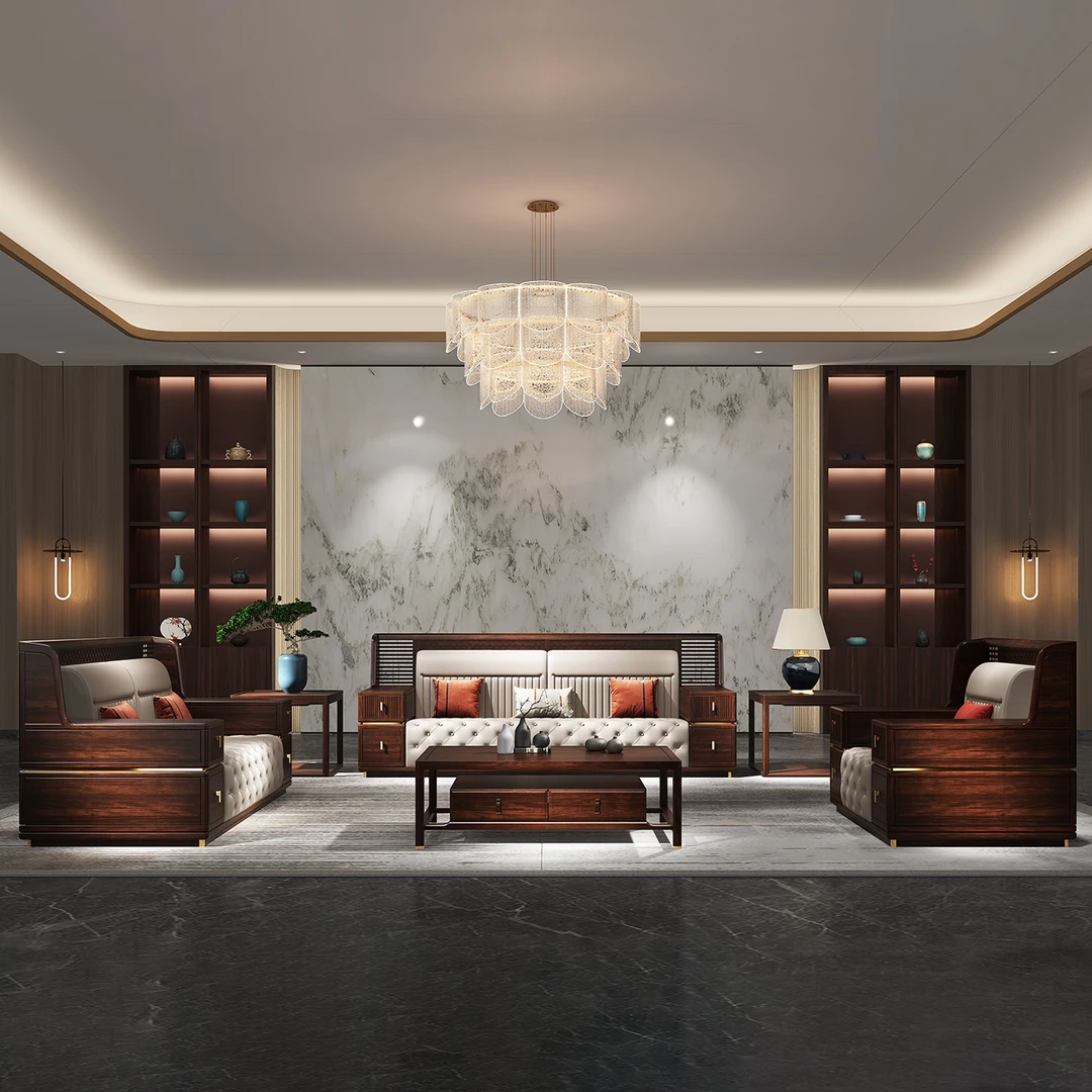 东篱新中式老板专属链接全实木乌金木床衣柜轻奢客厅别墅成套古典